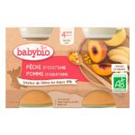 BABYBIO maroc - PETIT POT PECHE POMME 2 x 130 G DIVERSIFICATION ALIMENTAIRE. IDEE CADEAU BEBE. GOUTER. Livraison gratuite et partout au Maroc. Magasin BIO POUR BEBES. FRAIS DE PORT GRATUITS