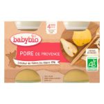 BABYBIO maroc - PETIT POT POIRE DE PROVENCE 2 x 130 G DIVERSIFICATION ALIMENTAIRE. IDEE CADEAU BEBE. GOUTER. Livraison gratuite et partout au Maroc. Magasin BIO POUR BEBES. FRAIS DE PORT GRATUITS