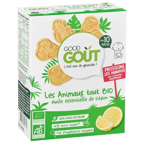 GOOD GOUT MAROC- BISCUITS ANIMAUX A L'HUILE ESSENTIELLE DE CITRON 80G DIVERSIFICATION ALIMENTAIRE. IDEE CADEAU BEBE. GOUTER. Livraison gratuite et partout au Maroc. Magasin BIO POUR BEBES. FRAIS DE PORT GRATUITS