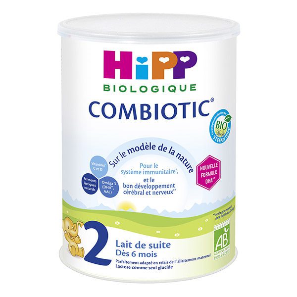 LAIT HIPP MAROC COMBIOTIC 2 DE SUITE bio pour bébé 800G A PARTIR DE 6 MOIS Livraison gratuite et partout au Maroc. Magasin BIO POUR BEBES. FRAIS DE PORT GRATUITS