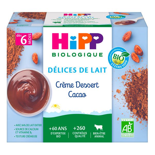 Hipp Creme Dessert Cacao 4x100g Bio Pour Bebes