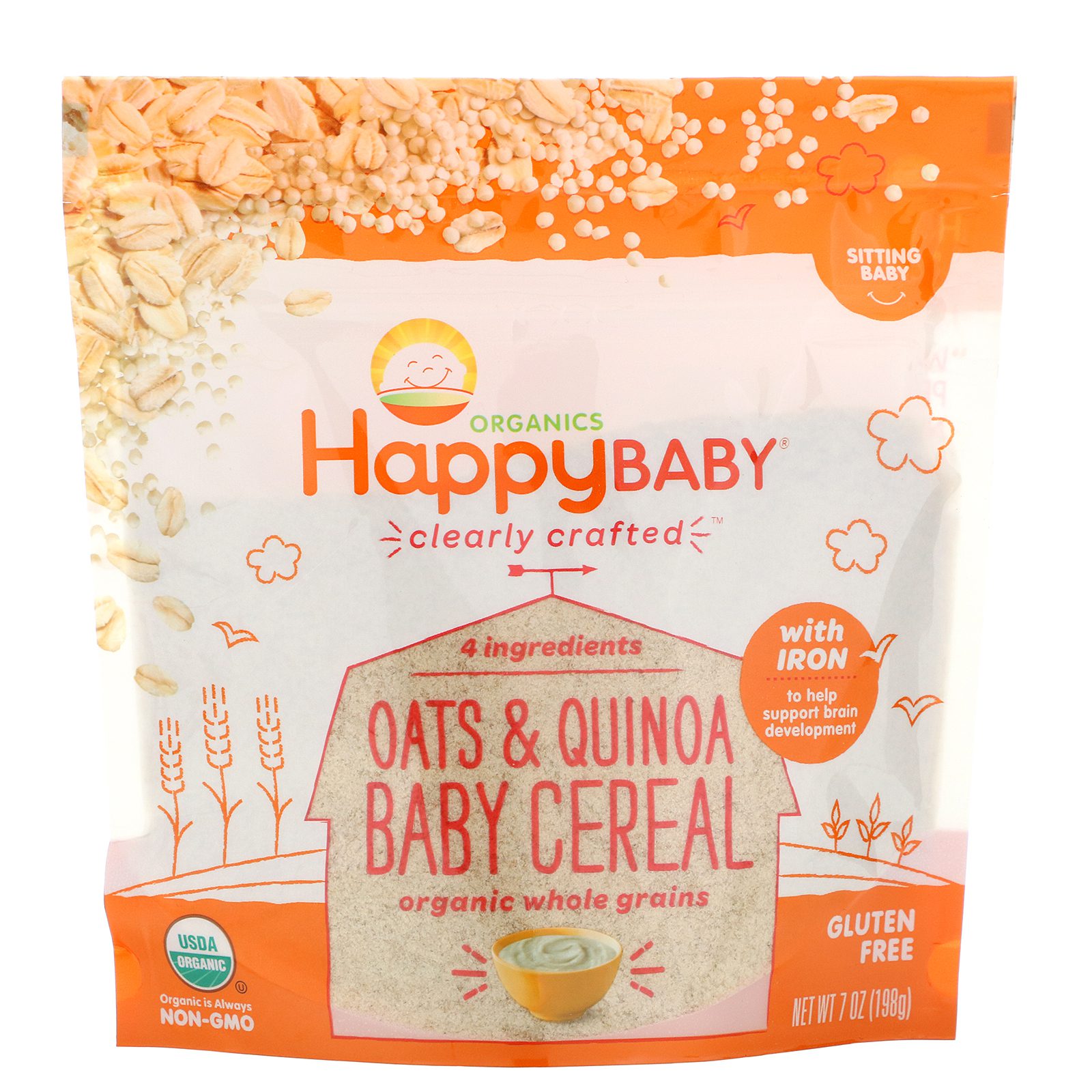 Happy Family Organics Cereales Infantiles Bio Au Quinoa Et A L Avoine Pour Bebes A Partir De 4 6 Mois Sans Gluten 198g Bio Pour Bebes Happy Family Organics Cereales Infantiles Bio Au Quinoa Et A L Avoine Pour Bebes A Partir De 4 6 Mois Sans Gluten 198g Bio Pour Bebes