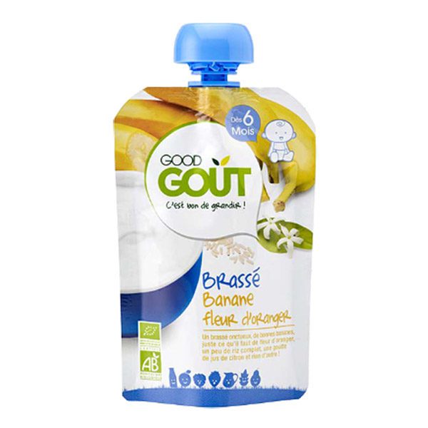 GOOD GOUT - GOURDE BRASSE BANANE FLEUR D'ORANGER à partir de 6 mois. Livraison gratuite et partout au Maroc. Magasin BIO POUR BEBES