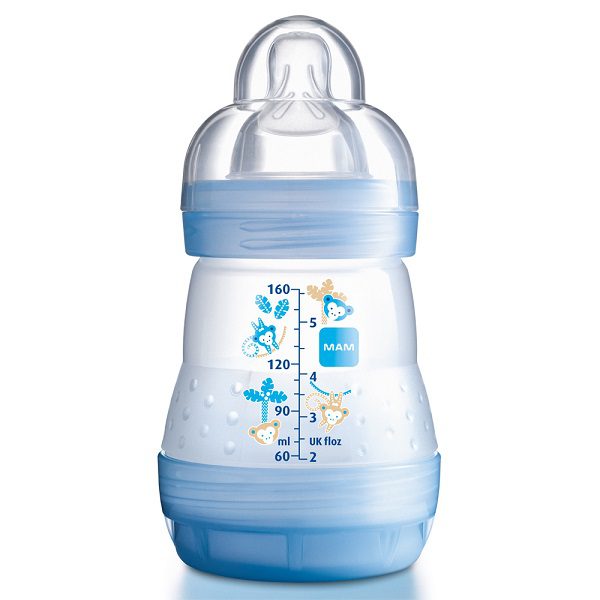 MAM MAROC bébé garçon bleu biberon sucette attache sucette anti coliques sans BPA en livraison partout au Maroc et disponible dans notre magasin bio pour bébés à casablanca