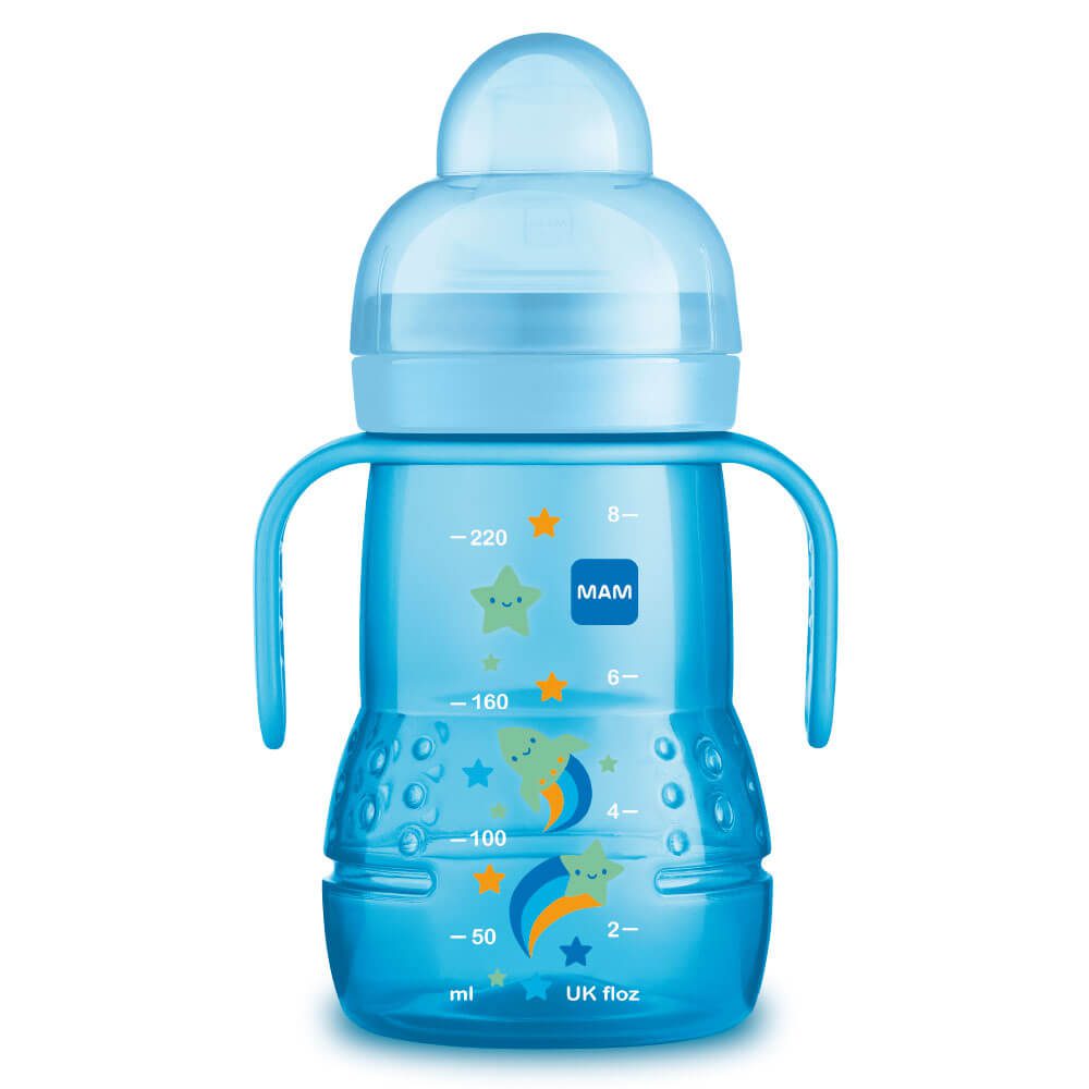 MAM MAROC trainer bébé bleu biberon sucette attache sucette anti coliques sans BPA en livraison partout au Maroc et disponible dans notre magasin bio pour bébés à casablanca