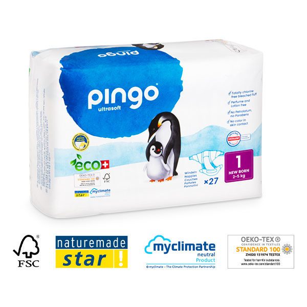 COUCHE BIO PINGO MAROC T1 2 A 5 KGS HYPOALLERGENIQUE BIO disponible en agasin bio pour bébés à casablanca et en livraison gratuite partout au maroc