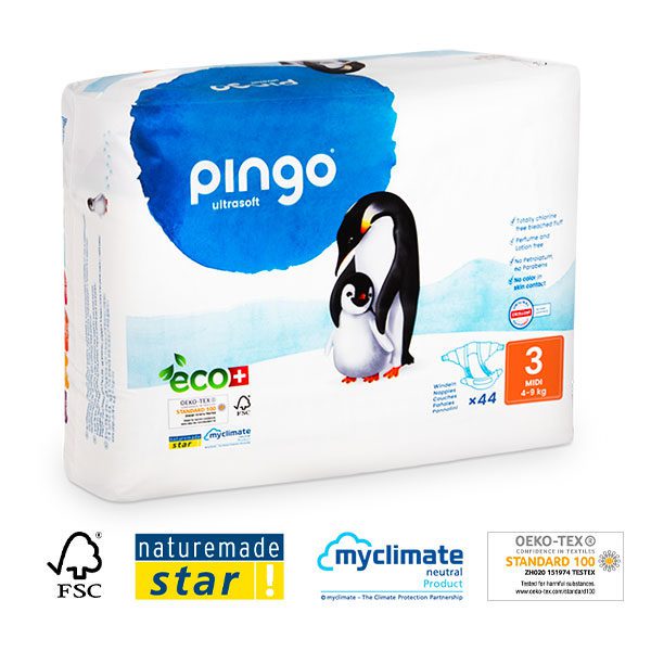 COUCHE BIO PINGO MAROC T3 4 A 9 KGS HYPOALLERGENIQUE BIO disponible en agasin bio pour bébés à casablanca et en livraison gratuite partout au maroc