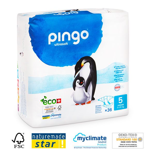 COUCHE BIO PINGO T5 11 A 25 KGS HYPOALLERGENIQUE BIO disponible en Magasin bio pour bébés à casablanca et en livraison gratuite partout au maroc
