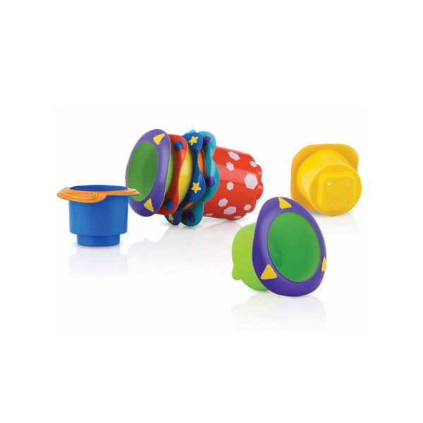 NUBY - 5 POTS EMPILABLE POUR LE BAIN +6MOIS ID6152 - Bio Pour Bébés