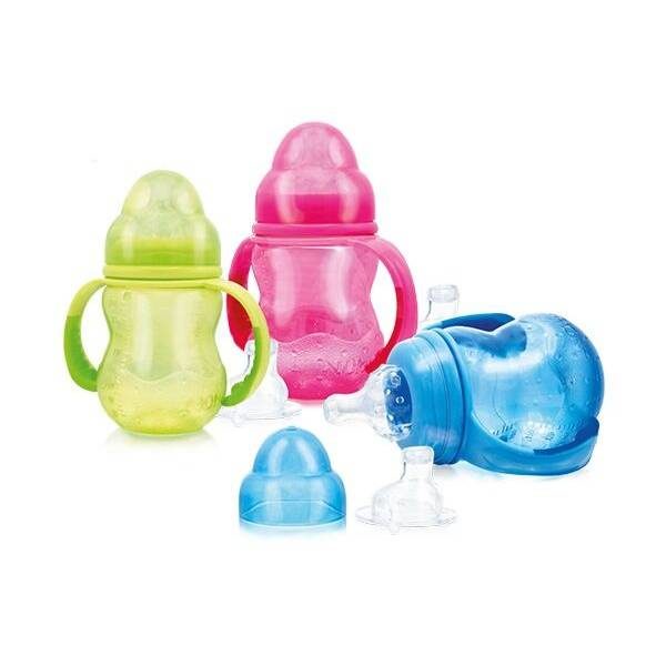 Ce biberon NUBY d’apprentissage anti-goutte de NUBY est muni d’une tétine anti-goutte ainsi que d'un bec anti-colique et des anses amovibles. disponible au magasin bio pour bébés à casablanca ou en livraison partout au maroc