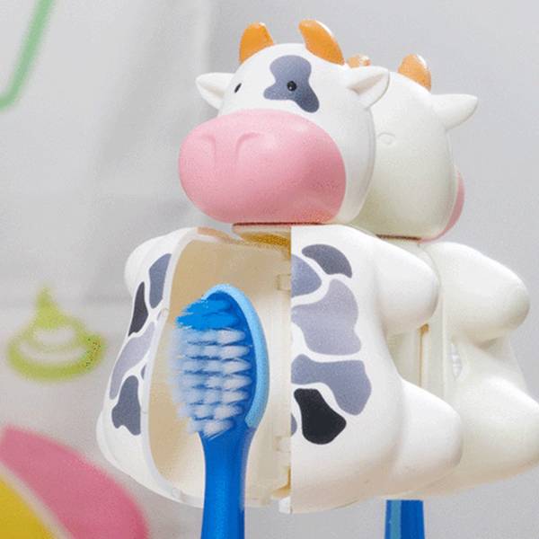 Brosse à dent Flipper avec couvercle pour bébés disponible au magasin bio pour bébés à casablanca ou au magasin bio pour bébés à casablanca ou en livraison partout au maroc vache