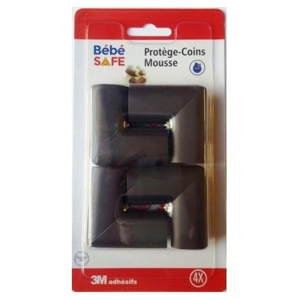 BEBESAFE - SECURITE BEBE SET DE 4 PROTEGES COINS EN MOUSSE MARRON OU BLANC  - Bio Pour Bébés