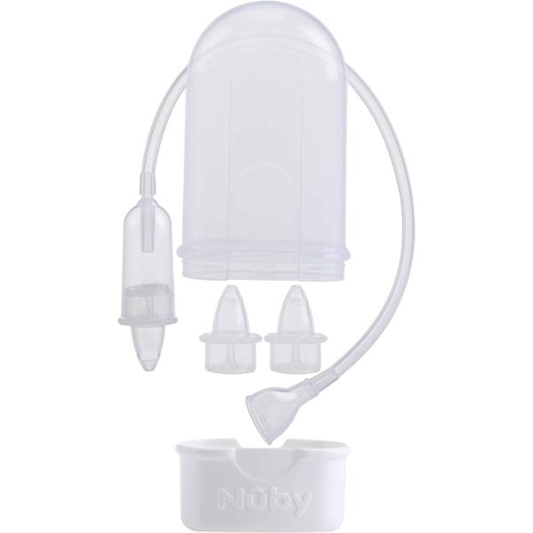 Découvrez ce mouche-bébé manuel de la marque Nuby. C'est l'accessoire indispensable pour la santé d'un nouveau-né. L'aspirateur nasal vous aidera à éliminer en douceur les congestions nasales de votre petit bout. Grâce à son capuchon et à sa boîte de rangement, vous pourrez facilement ranger le mouche-bébé dans votre sac à langer ou dans votre valise pour l'emmener partout avec vous. - Muni de 4 filtres lavables - Capuchon et boîte de rangement - Élimine les congestions nasales En utilisant une aspiration douce il est facile de retirer les congestions nasales en toute sécurité. Très pratique, le mouche-bébé est équipé de 4 filtres lavables, ce qui vous permettra d'en avoir toujours un de propres. L'aspirateur nasal est fourni avec un capuchon et une boîte de rangement, ce qui facilitera son transport disponible au magasin bio pour bébés à casablanca ou livraison partout au Maroc