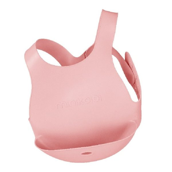 Bavoir avec système d'attache au dos de marque Minikoioi en silicone pour bébés dès 6 mois et toute l’enfance. Souple et facilement transportable