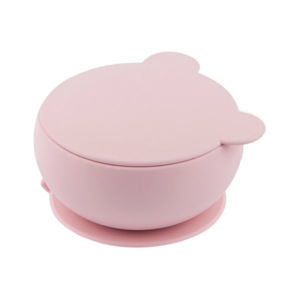 MINIKOIOI ASSIETTE MULTI-COMPARTIMENTS AVEC VENTOUSE EN SILICONE - ROSE REF  : 101050002 - Bio Pour Bébés