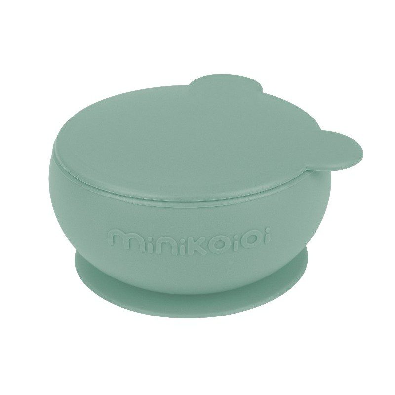 MINIKOIOI BOL AVEC COUVERCLE ET VENTOUSE POUR BEBE EN SILICONE