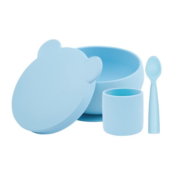 Bavoir silicone doux Domino Bleu - Babyfive Maroc