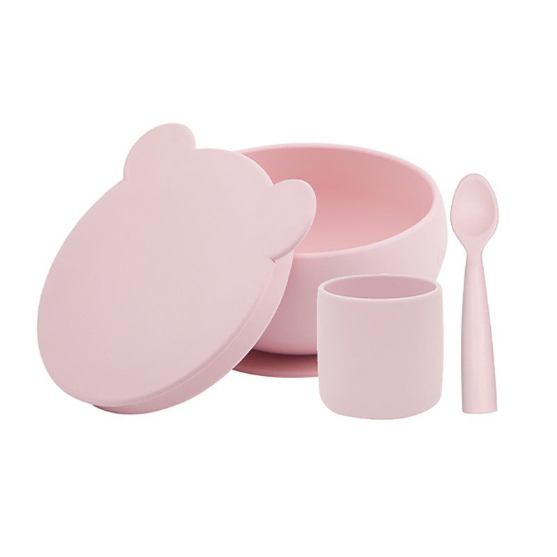 Bol d'alimentation, bol pour bébé, ustensiles de table pour tout-petits  enfants (rose)