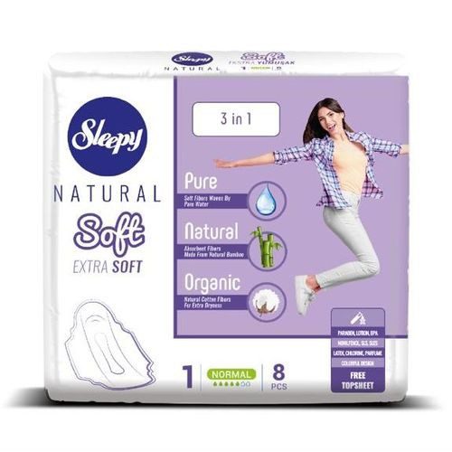 Serviettes hygiéniques SLEEPY NATURAL hypoallergéniques sans paraben, sans parfum et sans lotion maroc chez bio pour bébés hygiène de la femme