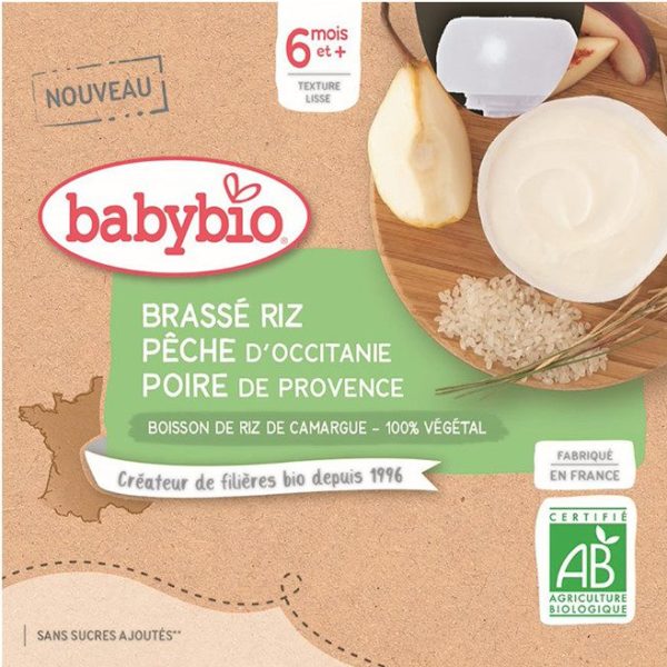 BABYBIO - GOURDE BRASSE RIZ PECHE POMME POIRE BANANE D'ORANGER à partir de 6 mois. Livraison gratuite et partout au Maroc. Magasin BIO POUR BEBES