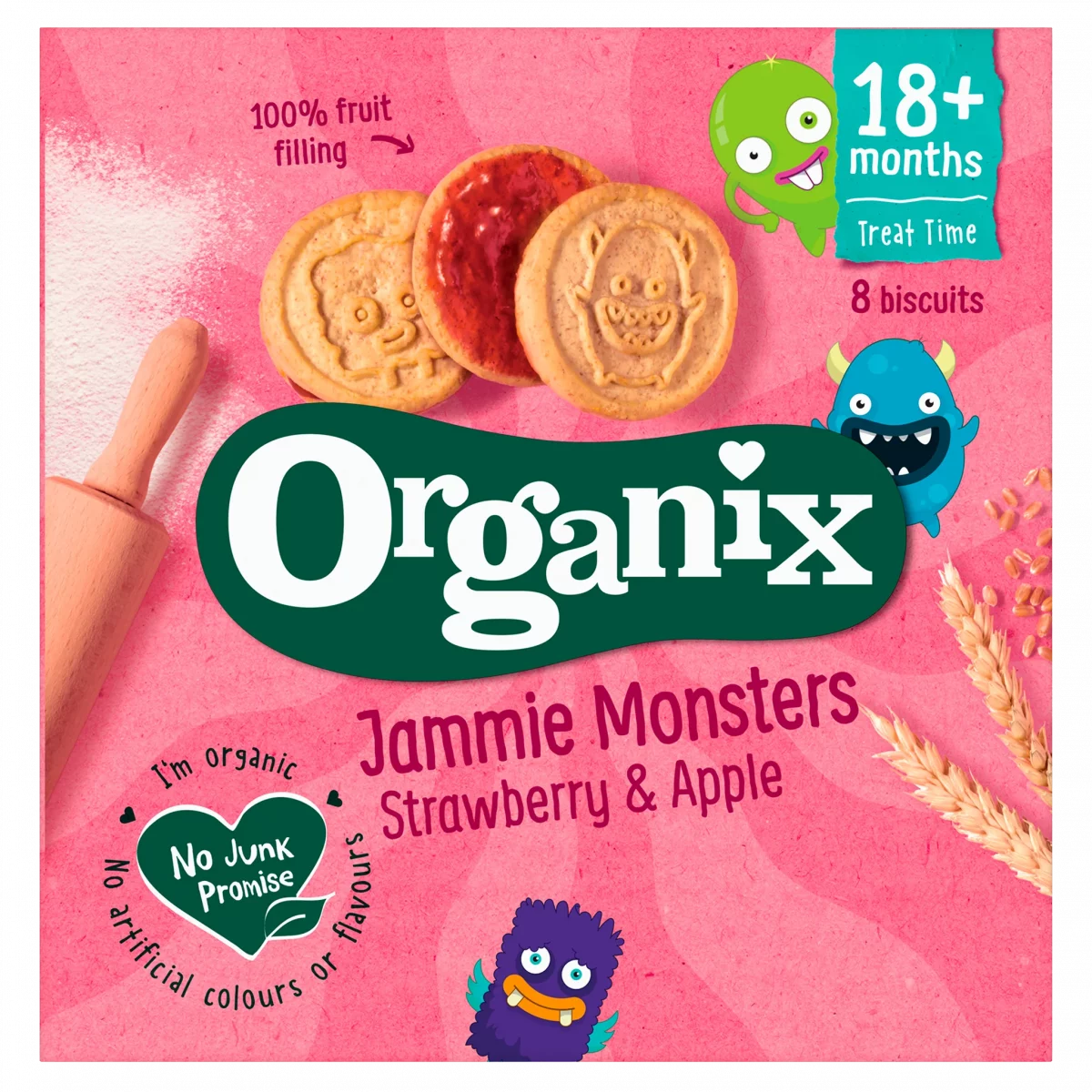 biscuit fraise ORGANIX BIOLOGIQUE Pommes Dattes. Ingrédients issus de l'agriculture biologique. disponible au magasin bio pour bébés à casablanca ou en livraison partout au maroc. Idéal pour la diversification alimentaire à partir de 12 mois