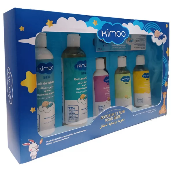 KIMOO - COFFRET DE NAISSANCE SOIN COMPLET POUR BÉBÉ BLEU