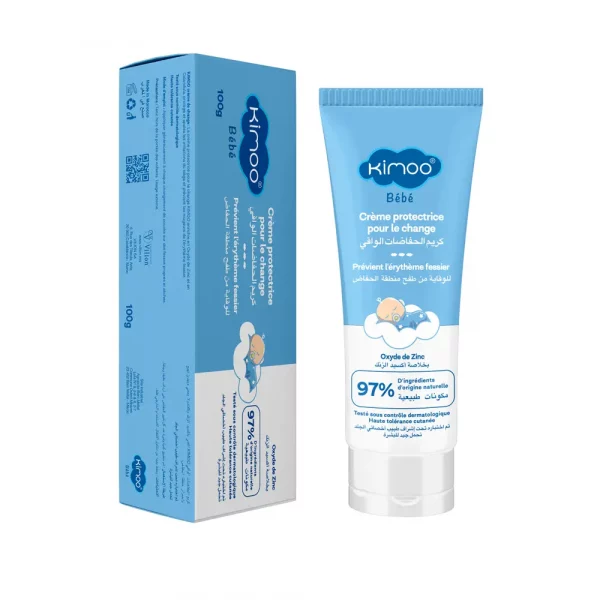la crème de change KIMOO est testée sous contrôle dermatologique et est composée à hauteur de 97% d’ingrédients naturels, respectueux de la peau. bio pour bébés casablanca maroc